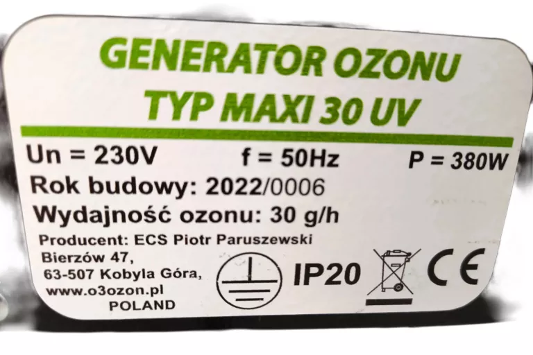 GENERATOR OZONU 30G/H