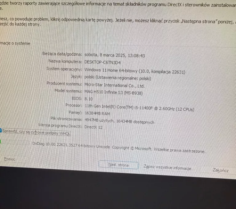 KOMPUTER MSI MAG INFINITE S B938 16GB RAM 512GB SSD I5 11TH GEN OKAZJA!!