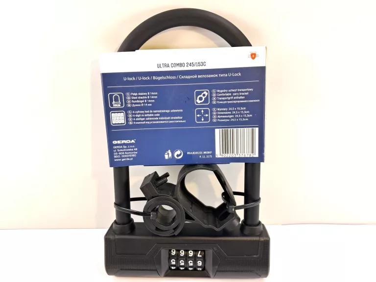 ZABEZPIECZENIE ROWEROWE NA KOD U-LOCK GERDA ULTRA COMBO 245/153C *IDEAŁ*