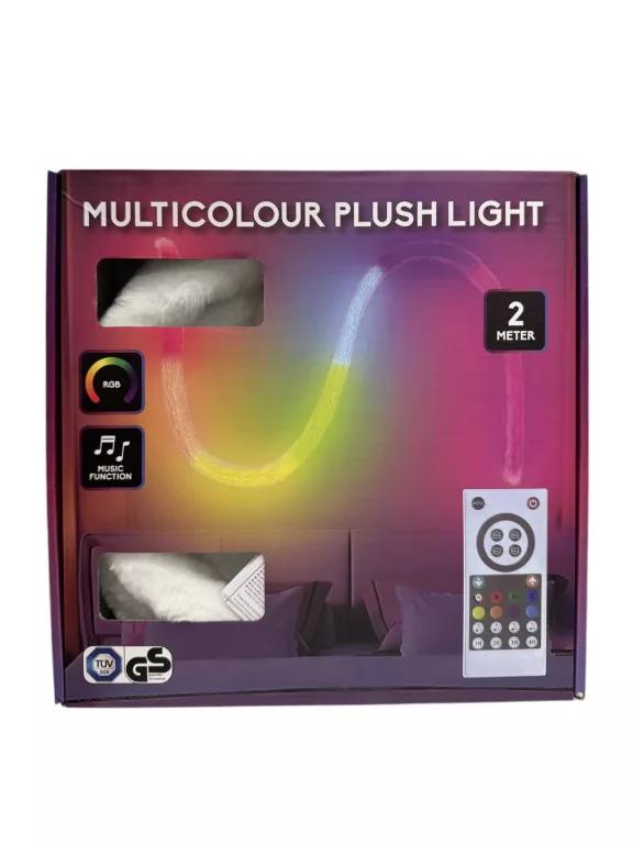 PLUSZOWY PASEK TAŚMA LED RGB 2M Z PILOTEM REAKCJA NA DŹWIĘK ŁATWY MONTAŻ