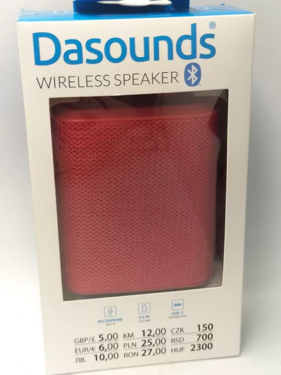 GŁOŚNIK DASOUNDS BLUETOOTH RED