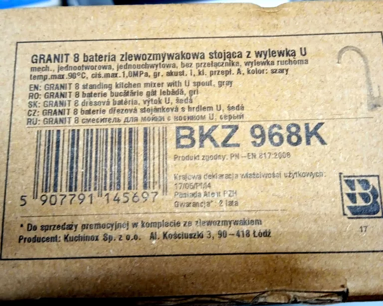 BATERIA KUCHENNA KUCHINOX BKZ_968K BAT. GRANIT