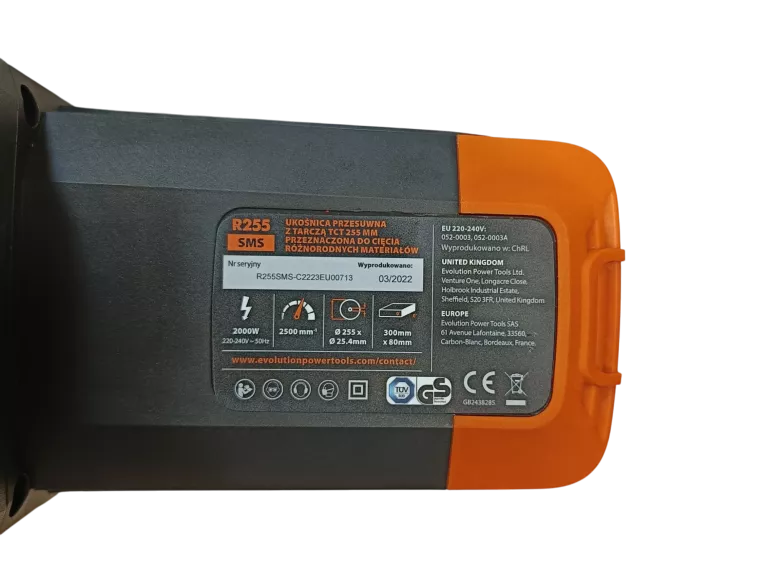UKOŚNICA Z POSUWEM EVOLUTION RM255 2000 W 255 MM