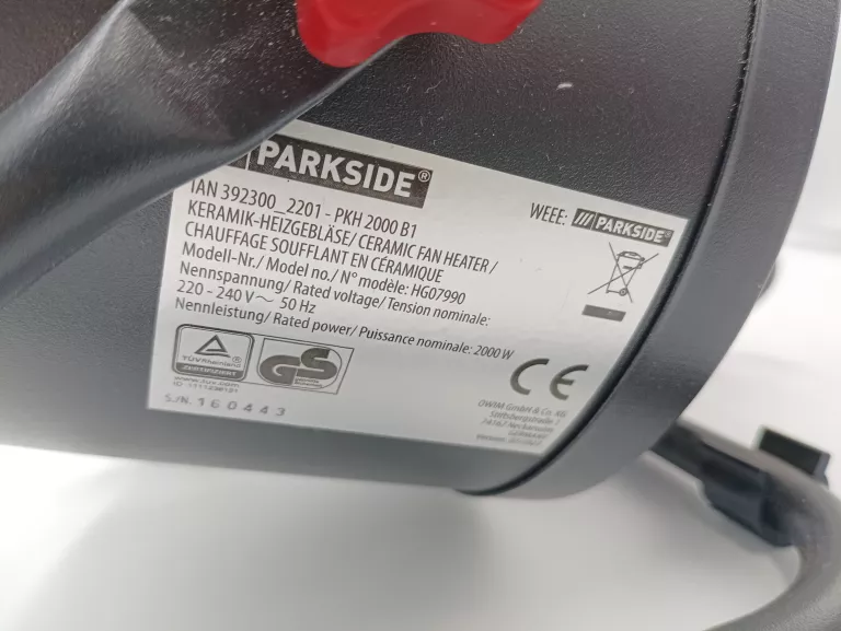 PARKSIDE NAGRZEWNICA CERAMICZNA FARELKA ELEKTRYCZNA PKH 2000 B1 2000W OPIS