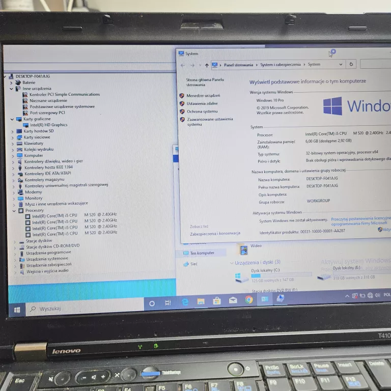 LAPTOP LENOVO THINKPAD T410 6GB INTEL I5