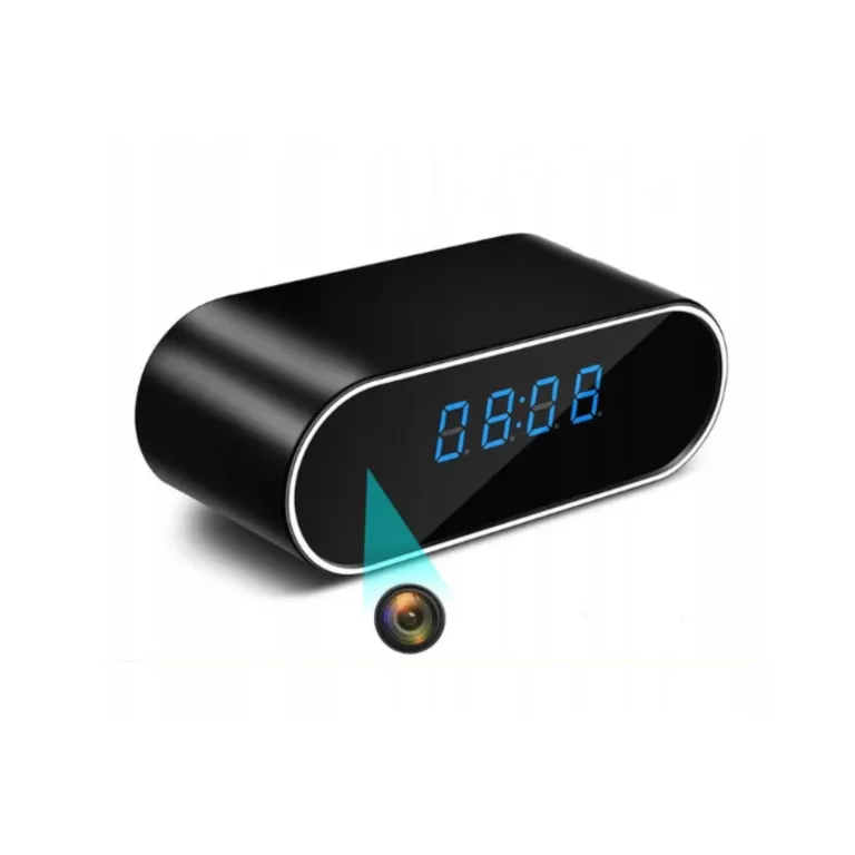 BUDZIK Z UKRYTĄ KAMERĄ SZPIEGOWSKĄ NA WIFI FULL HD ZEGAR LED DO 128 GB