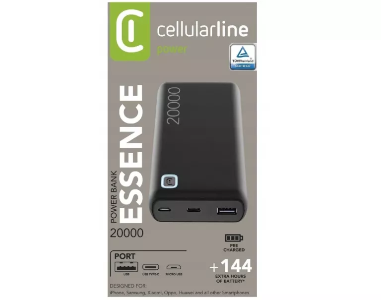 POWERBANK CELLULARLINE ESSENCE 20000 MAH 12W CZARNY