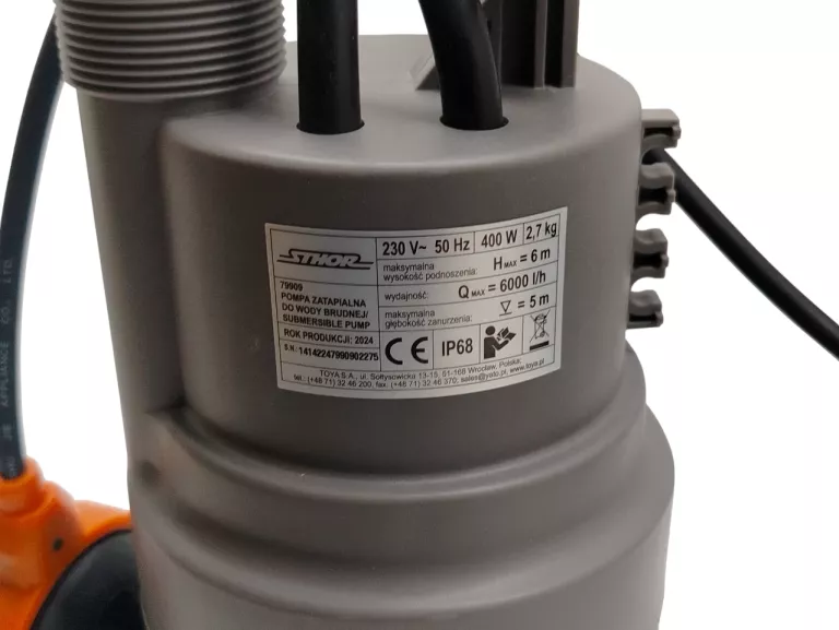 POMPA ZANURZENIOWA STHOR 79909 400W 6000 L/H