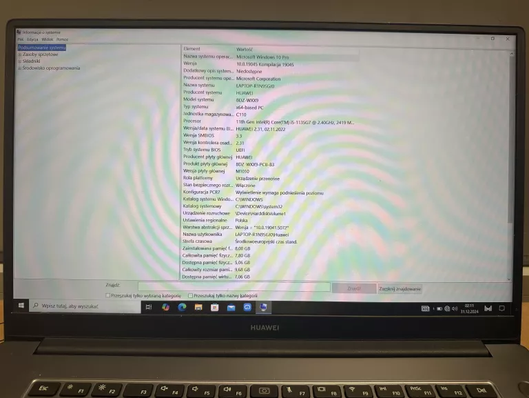 LAPTOP HUAWEI B3-520 I5 8 GB 512GB SSD WIN 10 PRO