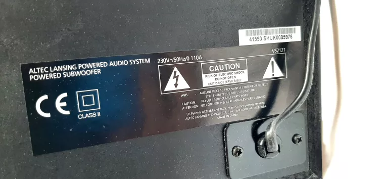 GŁOŚNIKI KOMPUTEROWE ALTEC LANSING + SUBWOOFER - ANGIELSKA WTYCZKA