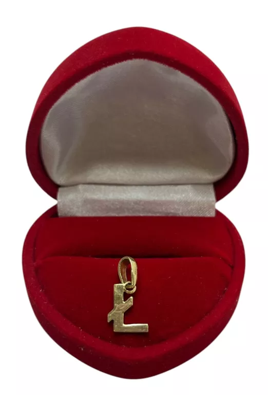 ŚLICZNA ZŁOTA ZAWIESZKA LITERKA ,,Ł" 0,56G 585