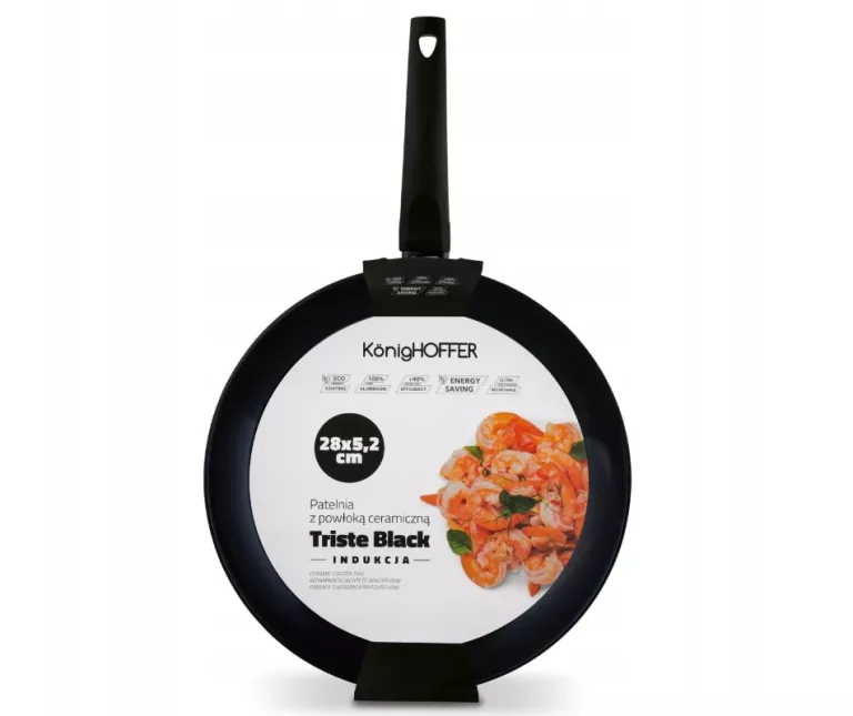PATELNIA CERAMICZNA INDUKCJA DUŻA GAZ SOLIDNA KONIGHOFFER TRISTE BLACK 28C