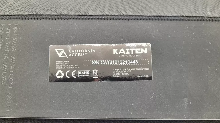 KAITEN CA1818 PODKŁADKA POD MYSZ Z FUNKCJĄ ŁADOWANIA 78X30CM RGB + PUDEŁKO
