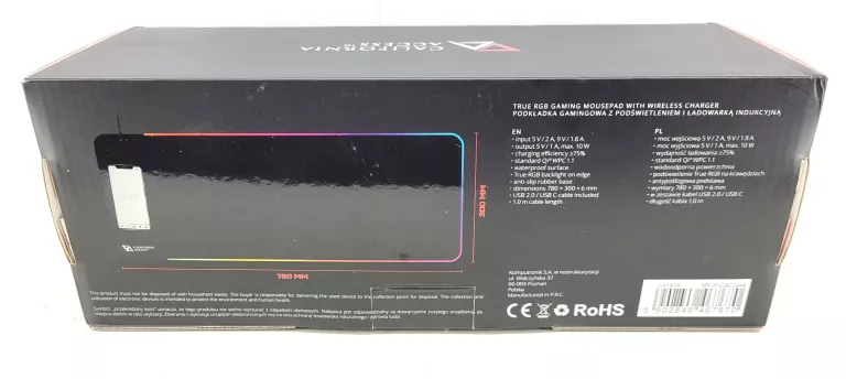 KAITEN CA1818 PODKŁADKA POD MYSZ Z FUNKCJĄ ŁADOWANIA 78X30CM RGB + PUDEŁKO
