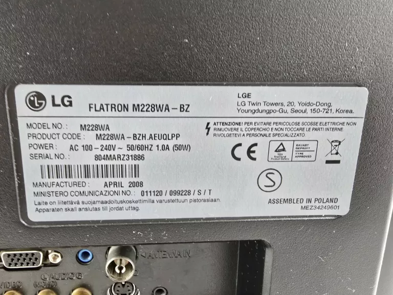 TELEWIZOR/MONITOR LG FLATRON M228WA
