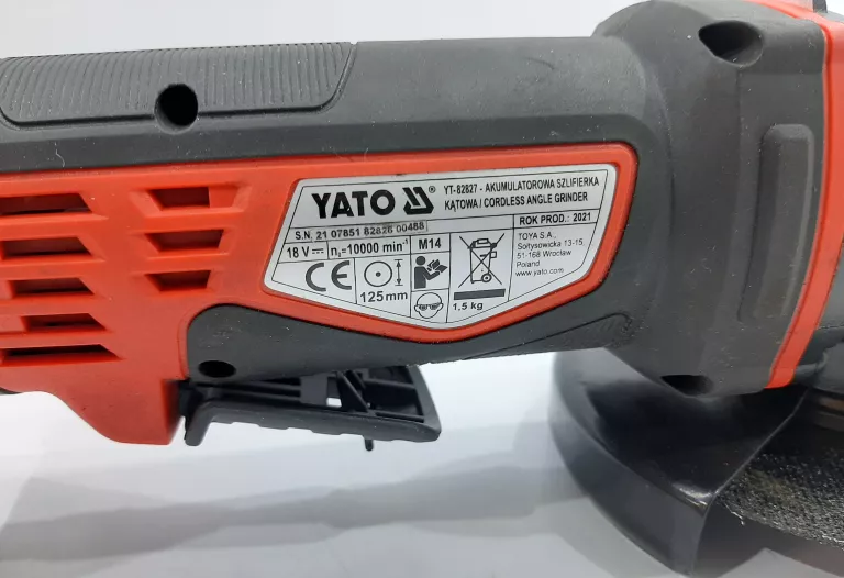SZLIFIERKA KĄTOWA YATO 18V 125MM YT-82827