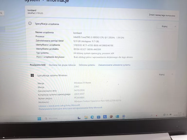 LAPTOP LENOVO IDEAPAD 3-15IIL05 15.6 FHD I3 12GB RAM