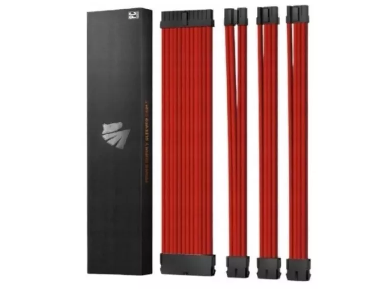 ZESTAW CZERWONYCH PRZEDŁUŻACZY DO ZASILACZA ATX 4 KIT 18 AWG PC ASIAHORSE