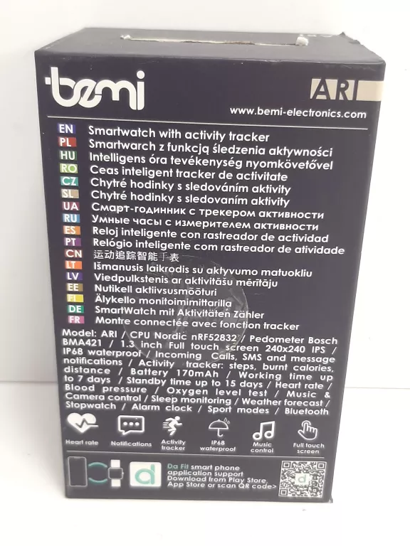 SMARTWATCH BEMI ARI SREBRNY BT PULSOMETR 1.3" 240X240 170MAH 64MB