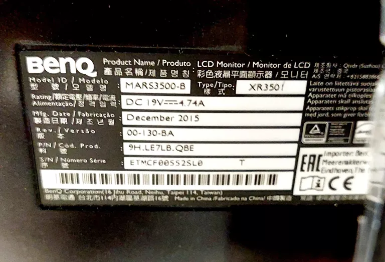 MONITOR BENQ XR3501 35' 21:9 144HZ ZAKRZYWIONY
