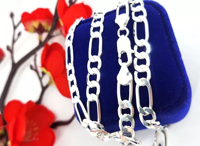 gustowny-posrebrzany-lancuch-figaro-1496g-stan-11323-2