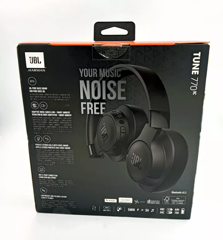 SŁUCHAWKI BEZPRZEWODOWE JBL TUNE 770NC ANC NAUSZNE BLUETOOTH Z MIKROFONEM