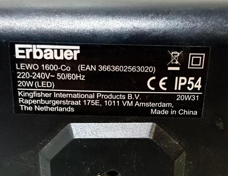 LAMPA ROBOCZA ERBAUER LEWO 1600 CO 20W