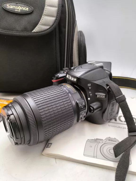 APARAT NIKON D5100 OBIEKTYW NIKKOR AF-S 55-200MM PLECAK FILTRY