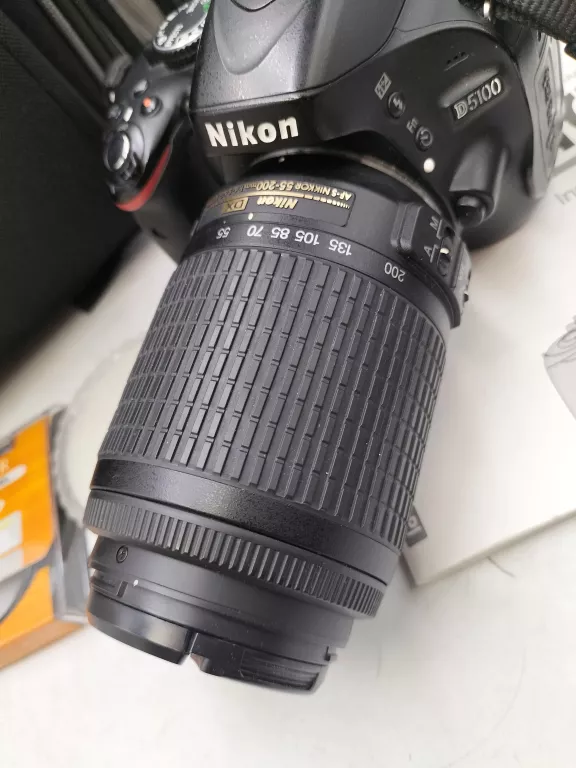 APARAT NIKON D5100 OBIEKTYW NIKKOR AF-S 55-200MM PLECAK FILTRY