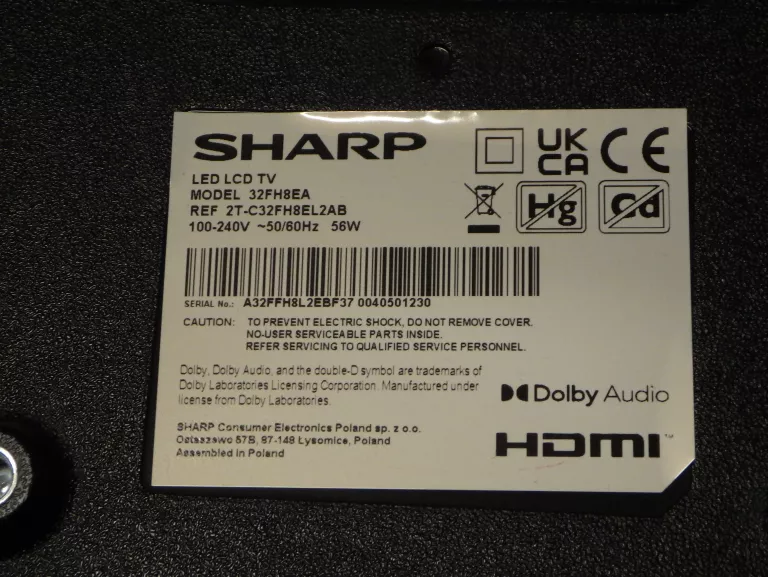 TELEWIZOR LED SHARP 32FH8EA 32" FULL HD ANDROID TV BLUETOOTH DVB-T2
