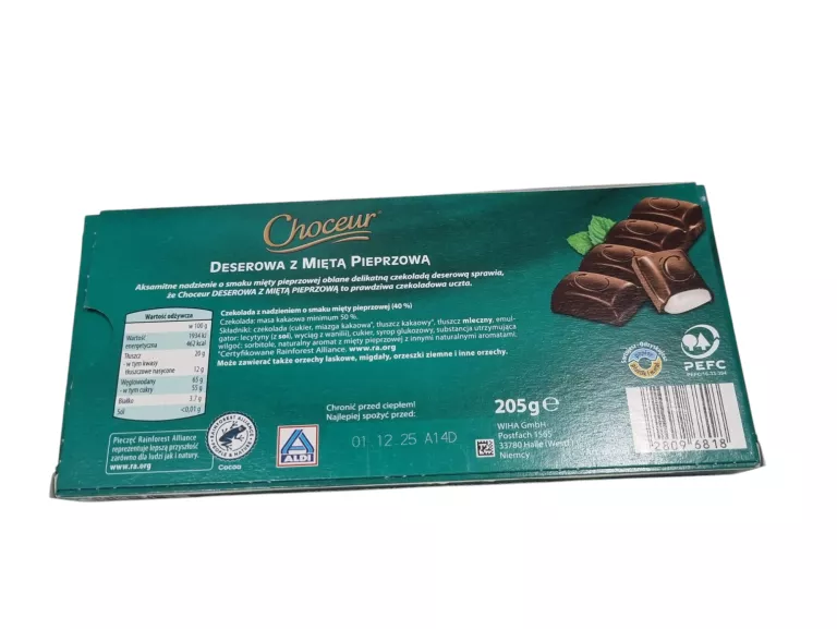 CZEKOLADA CHOCEUR DESEROWA Z MIĘTĄ PIEPRZOWĄ 205GR