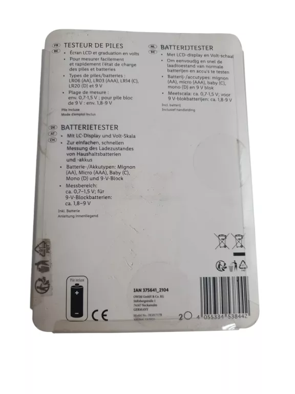 TRONIC TESTER BATERII LR06,LR03,LR14,LR20, ET 9V