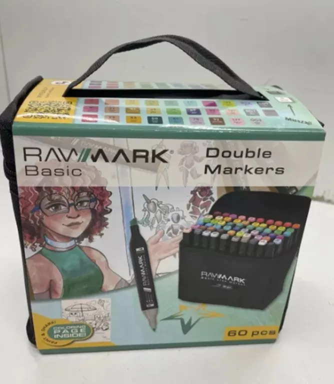 MARKERY ALKOHOLOWE RAWMARK DWUSTRONNE W TORBIE - BASIC LINE 60 SZT
