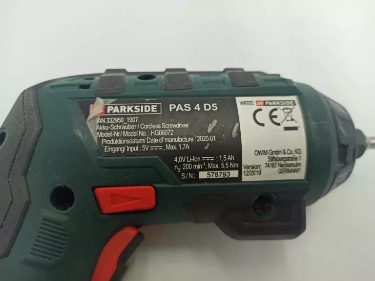 WKRĘTARKA PARKSIDE PAS 4 D5
