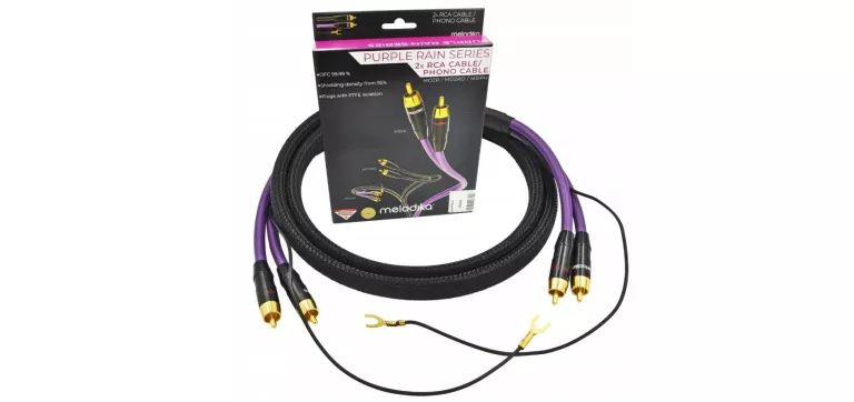 MELODIKA MDPH07 PURPLE RAIN KABEL DO GRAMOFONU 2RCA PHONO UZIEMIENIE 0,75M