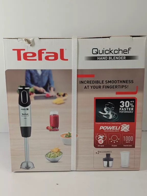 2W1 BLENDER RĘCZNY TEFAL QUICKCHEF HB6598 STALOWE OSTRZA 1000 W