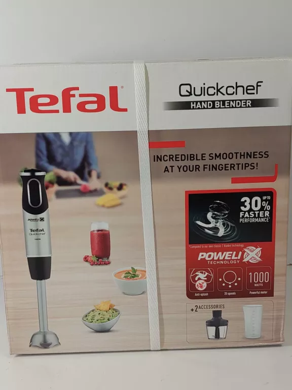2W1 BLENDER RĘCZNY TEFAL QUICKCHEF HB6598 STALOWE OSTRZA 1000 W