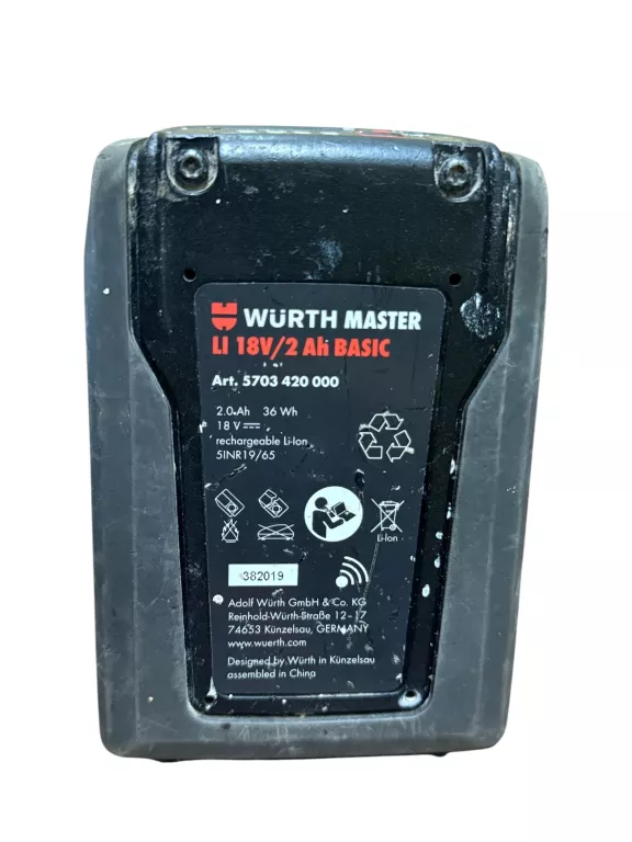 WURTH AKUMULATOR LITOWO-JONOWY M-CUBE 18V/2,0AH