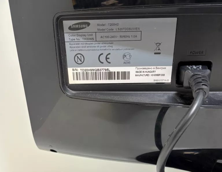 MONITOR SAMSUNG SYNC MASTER T200HD