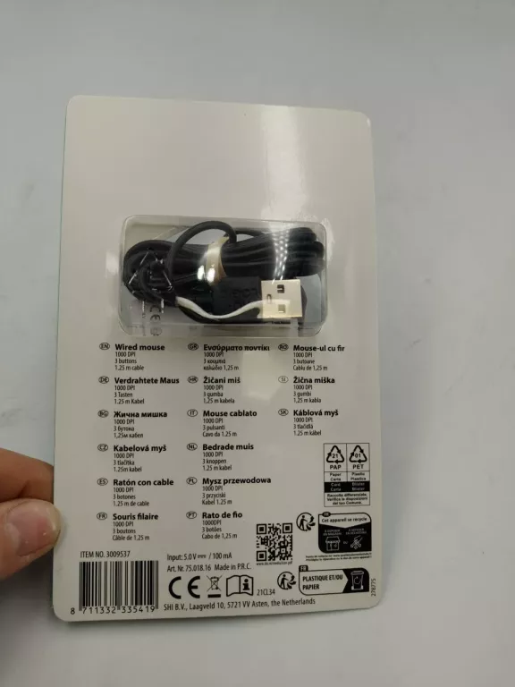 MYSZ PRZEWODOWA PROLOGIC 1000 DPI 1,25M