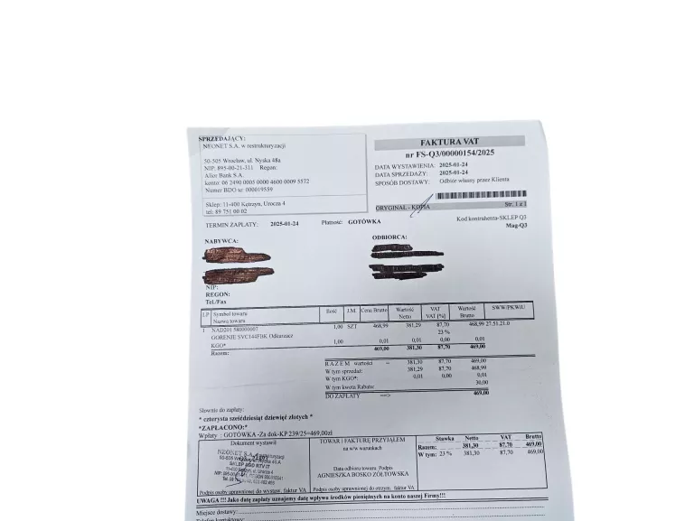 ODKURZACZ PIONOWY GORENJE SVC144FBK KOMPLET (BEZ PUDEŁKA) + D.Z 24.01.25R