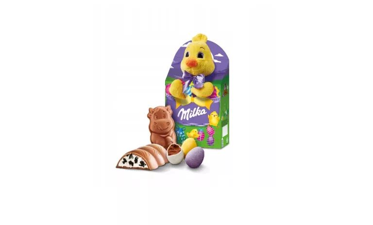 MILKA ZESTAW SŁODYCZY Z MASKOTKĄ 96G KURCZACZEK NA WIELKANOC