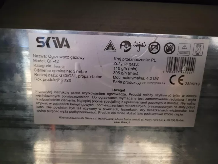 PIECYK GAZOWY NA BUTLLĘ SKIVA GF-42