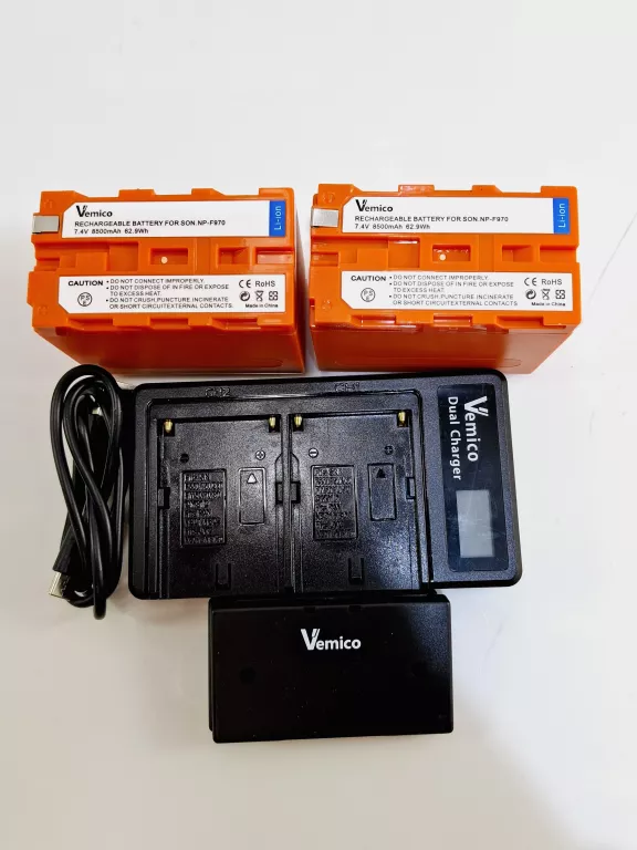 AKUMULATORY VEMICO BATTERY SONY NP-F970 7.4V 8500MAH 62.9WH + ŁADOWARKA