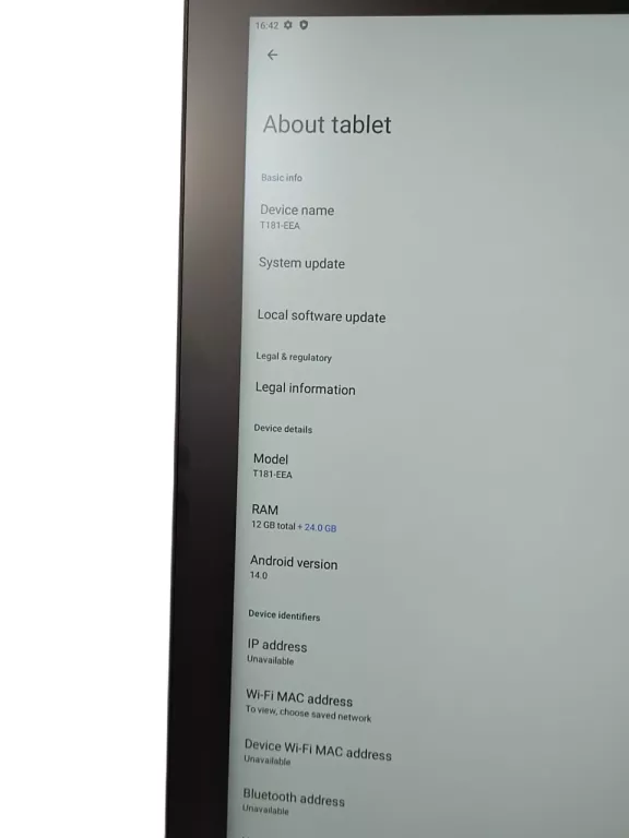 TABLET FASTWD 14 CALI T181-EEA 12/256 GB ANDROID 14