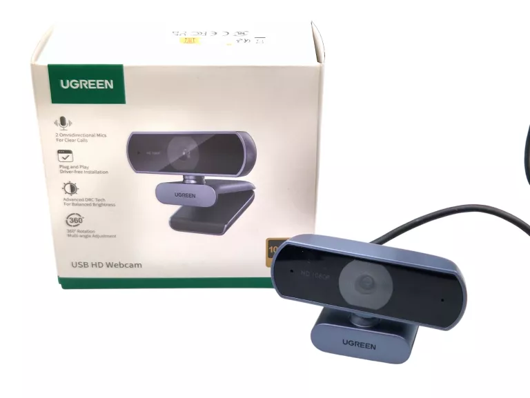 KAMERA INTERNETOWA Z MIKROFONEM FULL HD 1080P 30 FPS USB SREBRNA UGREEN