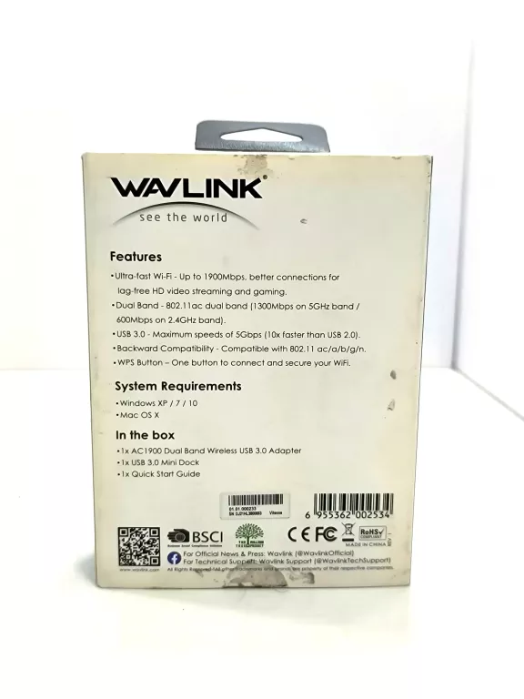 WAVLINK AC1900 USB ADAPTER VITESSE