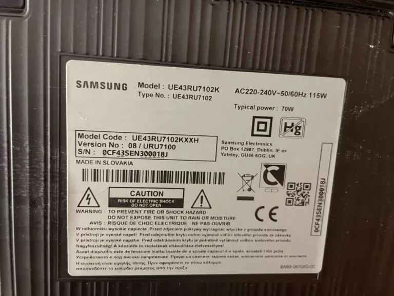 TELEWIZOR SAMSUNG UE43RU7102KXXH 43'' 4K