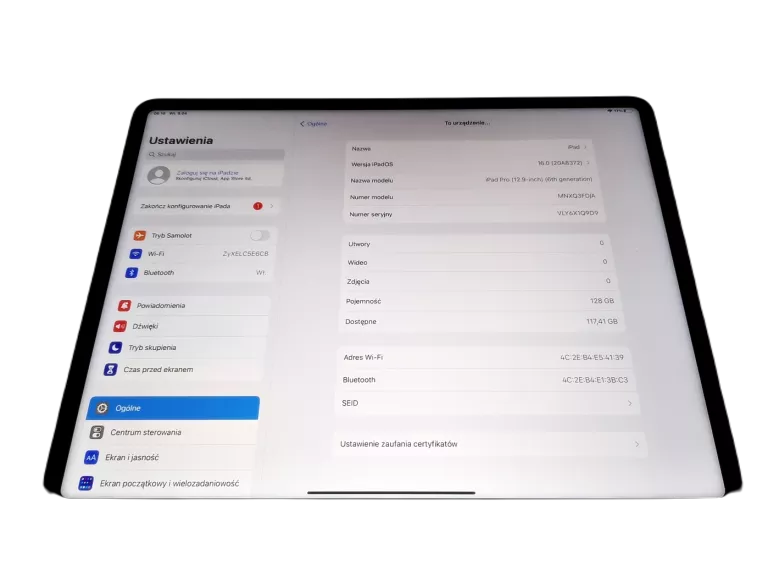 APPLE IPAD PRO 12,9" 6. GENERACJI M2 128 GB WI-FI SILVER + APPLE PENCIL