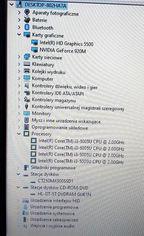 LAPTOP ACER ASPIRE E5-573 N15Q1 I3-5005U GF920M 8/250GB SSD